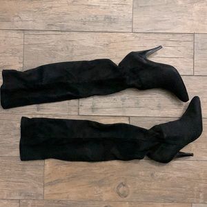 Black Suede Over-the-Knee Boots 7.5